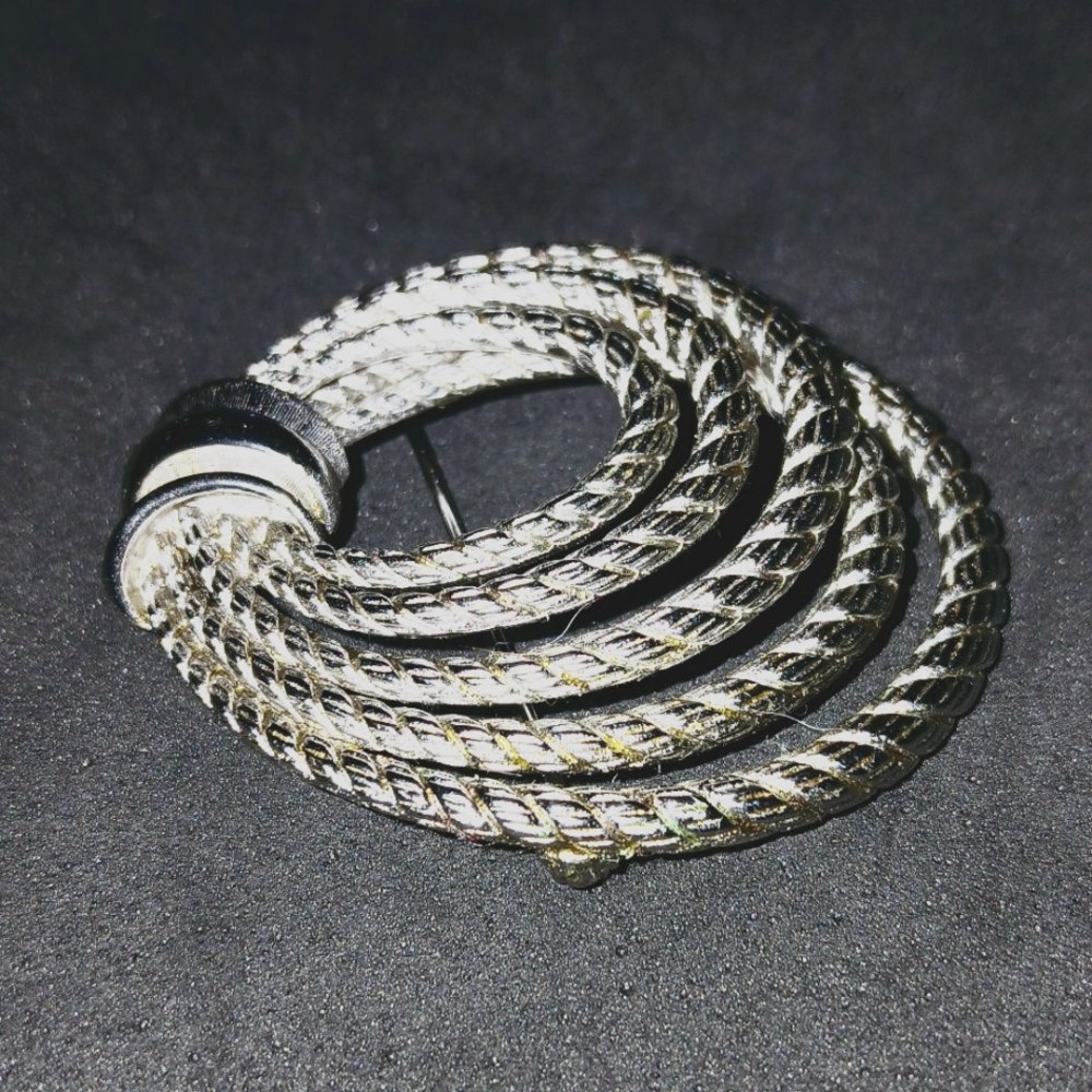 Vintage Rope Twist Silver Tone Abstract Swirl Brooch - Picture 2 of 6